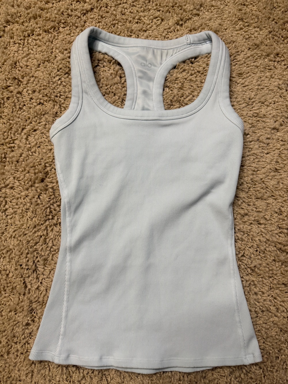ALO Yoga Light Blue Ribbed Racerback Tank